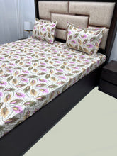Load image into Gallery viewer, A-2899 - Poly Cotton 130 GSM King Size Fitted Bedsheet (182X198) with Two Pillow Covers (43X68)

