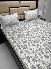 Load image into Gallery viewer, A-3104 - Pure Cotton 180 TC King Size Fitted Bedsheet (183X198) with Two Pillow Covers (45X68)
