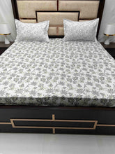 Load image into Gallery viewer, A-3104 - Pure Cotton 180 TC King Size Fitted Bedsheet (183X198) with Two Pillow Covers (45X68)
