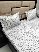 Load image into Gallery viewer, A-3138 - Pure Cotton 210 TC King Size Fitted Bedsheet (183X198) with Two Pillow Covers (45X68)
