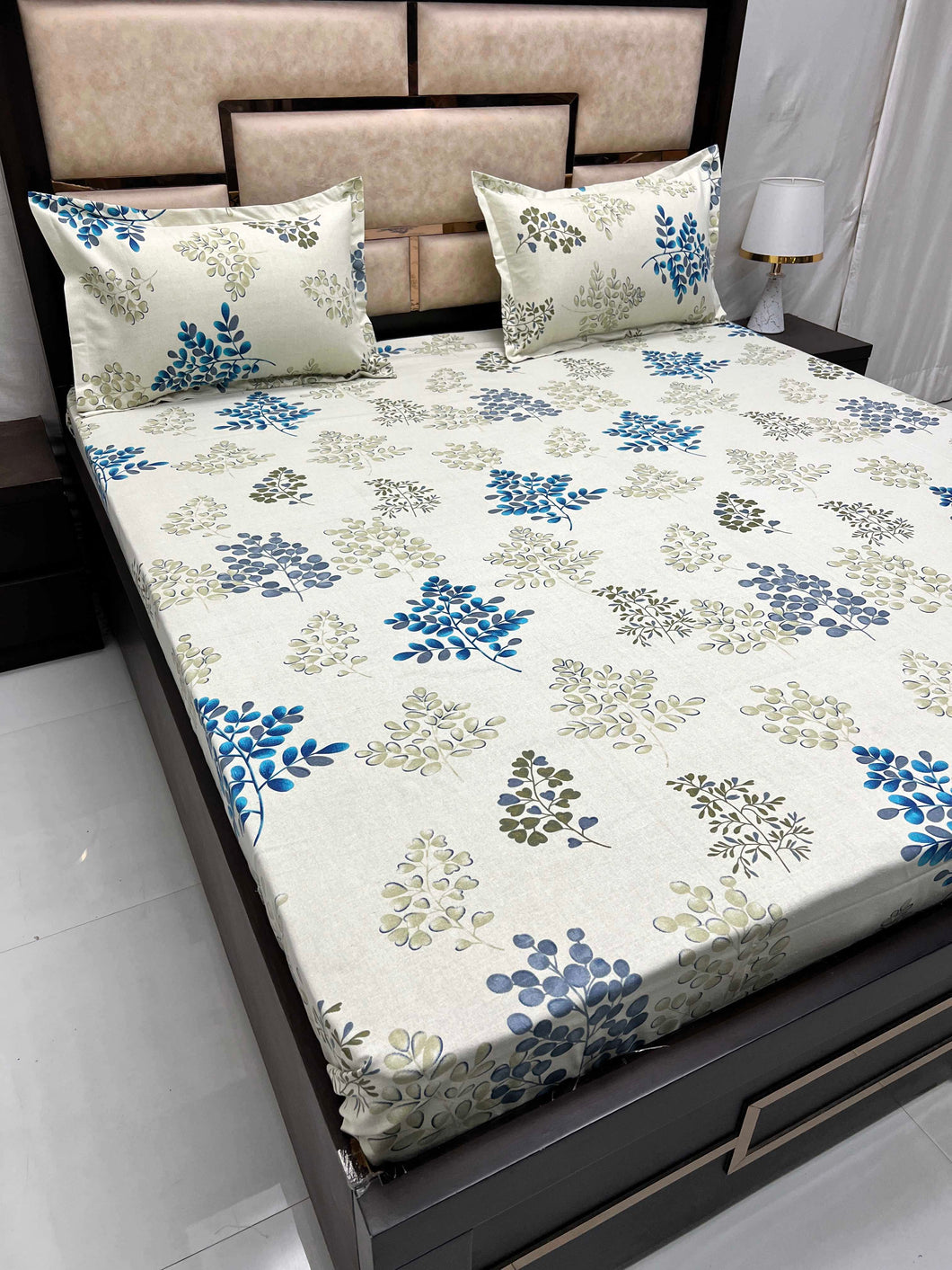 A-3616 - Pure Cotton 210 TC Queen Size Double Bedsheet (228X254) with Two Pillow Covers (43X68)