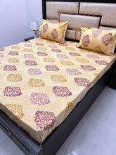 Load image into Gallery viewer, A-3722 - Pure Cotton 180 TC Super King Size Double Bedsheet (274X304) with Two Pillow Covers (50X76)
