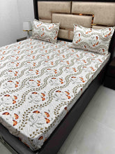 Load image into Gallery viewer, A-3739 - Pure Cotton 180 TC Super King Size Double Bedsheet (274X304) with Two Pillow Covers (50X76)
