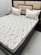 Load image into Gallery viewer, A-3756 - Pure Cotton 500 TC Super King Size Double Bedsheet (304X304) with Two Pillow Covers (50X76)
