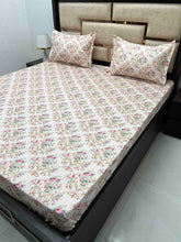 Load image into Gallery viewer, A-3757 - Pure Cotton 500 TC Super King Size Double Bedsheet (304X304) with Two Pillow Covers (50X76)
