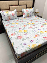 Load image into Gallery viewer, A-3760 - Pure Cotton 500 TC Super King Size Double Bedsheet (304X304) with Two Pillow Covers (50X76)
