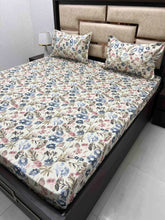 Load image into Gallery viewer, A-3762 - Pure Cotton 500 TC Super King Size Double Bedsheet (304X304) with Two Pillow Covers (50X76)

