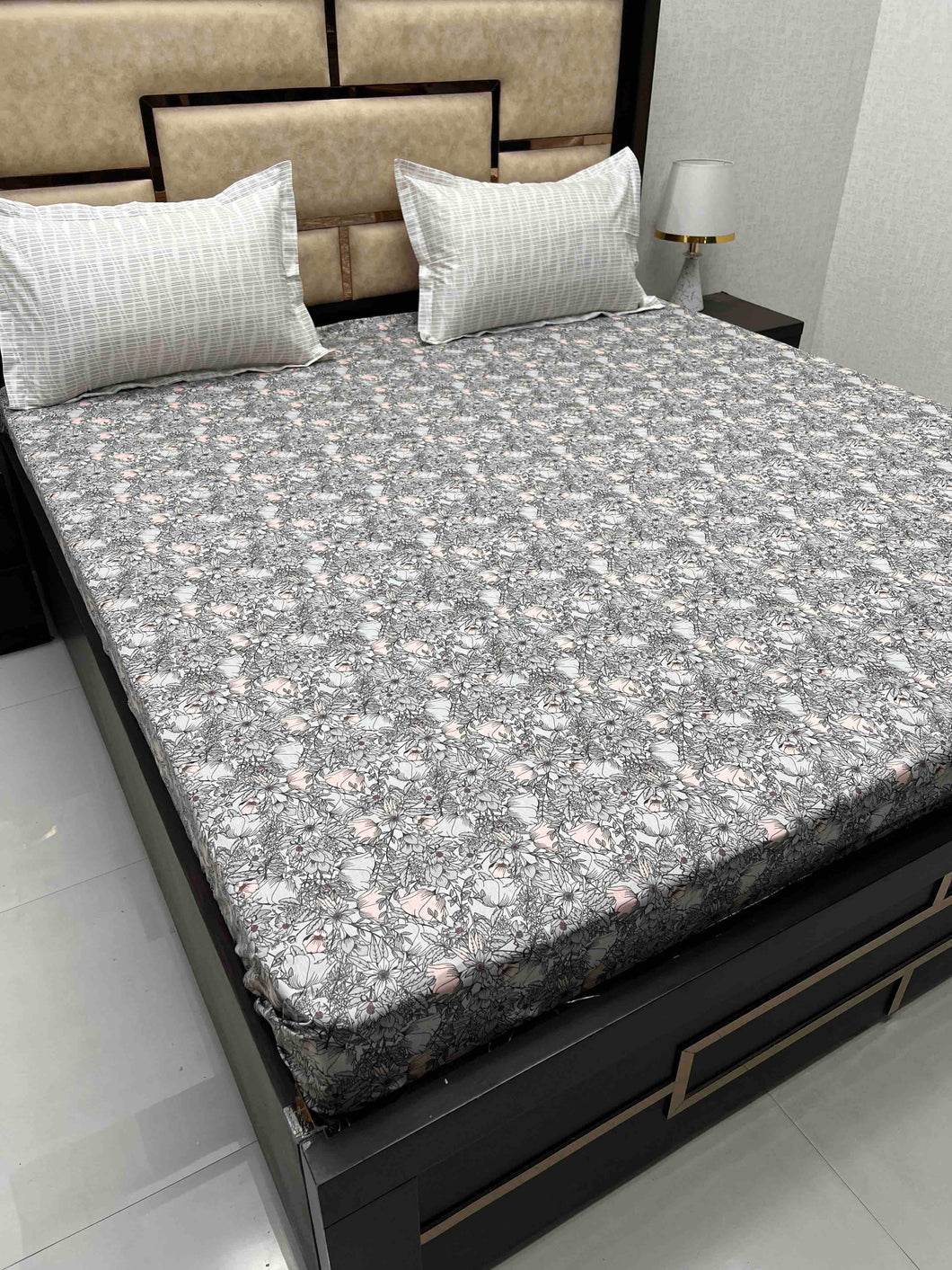 A-3793 - Pure Cotton 210 TC King Size Double Bedsheet (274X274) with Two Pillow Covers (50X76)