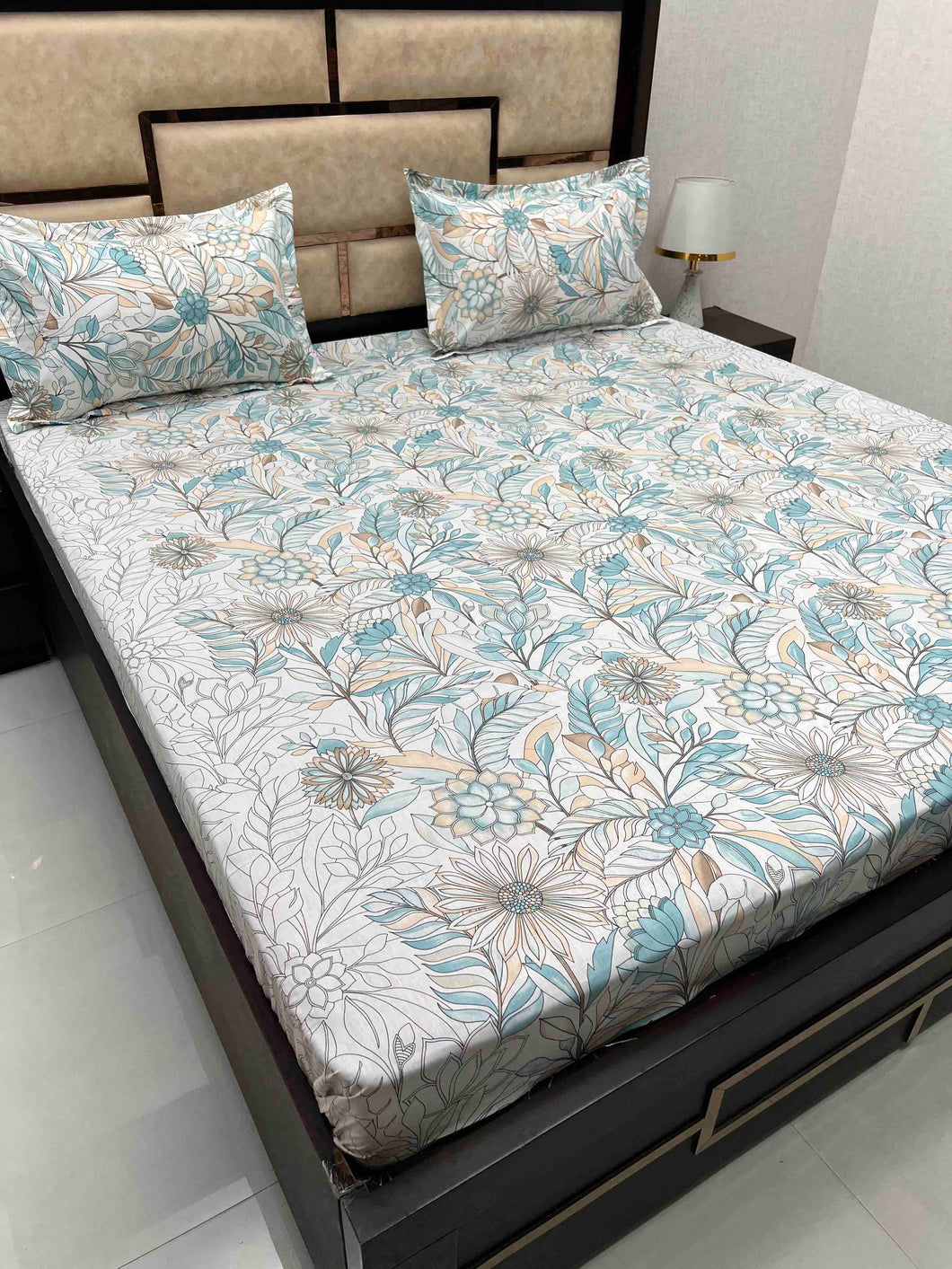 A-3822 - Pure Cotton 210 TC King Size Double Bedsheet (274X274) with Two Pillow Covers (50X76)
