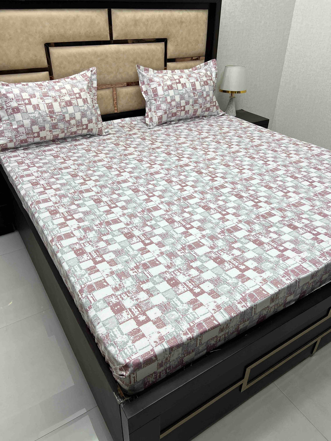 A-3841 - Pure Cotton 250 TC Queen Size Double Bedsheet (228X254) with Two Pillow Covers (43X68)