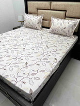 Load image into Gallery viewer, A-3844 - Pure Cotton 250 TC Queen Size Double Bedsheet (228X254) with Two Pillow Covers (43X68)
