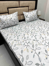Load image into Gallery viewer, A-3845 - Pure Cotton 250 TC Queen Size Double Bedsheet (228X254) with Two Pillow Covers (43X68)

