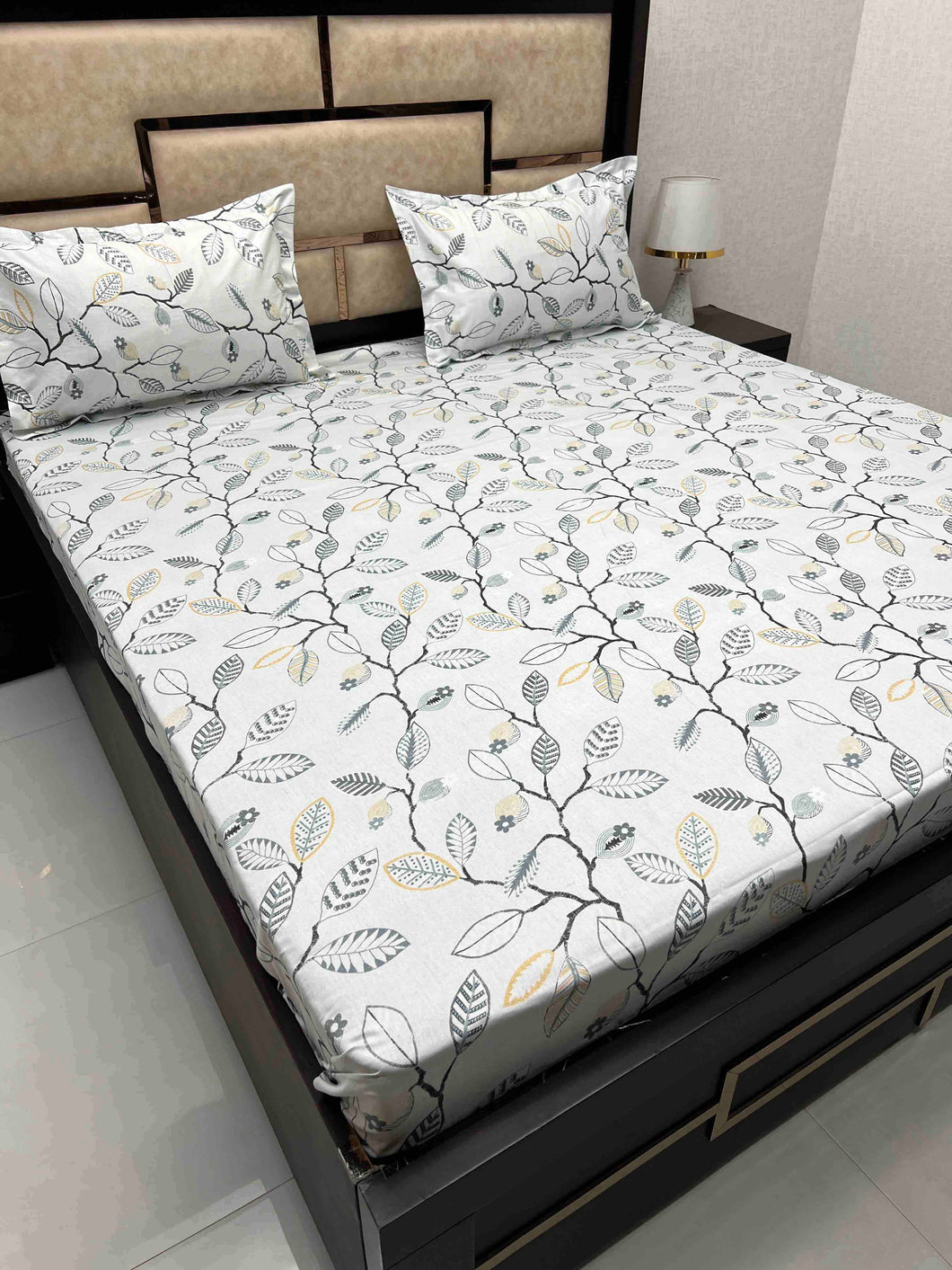 A-3845 - Pure Cotton 250 TC Queen Size Double Bedsheet (228X254) with Two Pillow Covers (43X68)