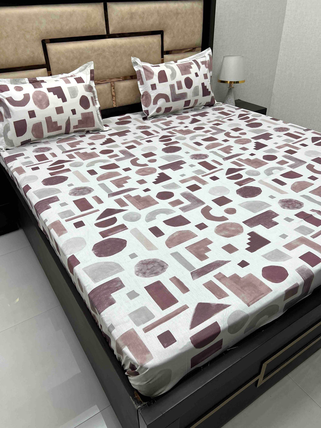 A-3855 - Pure Cotton 210 TC King Size Double Bedsheet (274X274) with Two Pillow Covers (50X76)