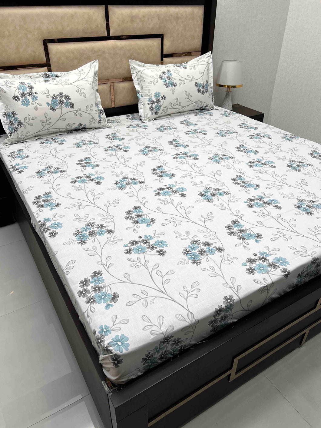 A-3865 - Pure Cotton 210 TC King Size Double Bedsheet (274X274) with Two Pillow Covers (50X76)