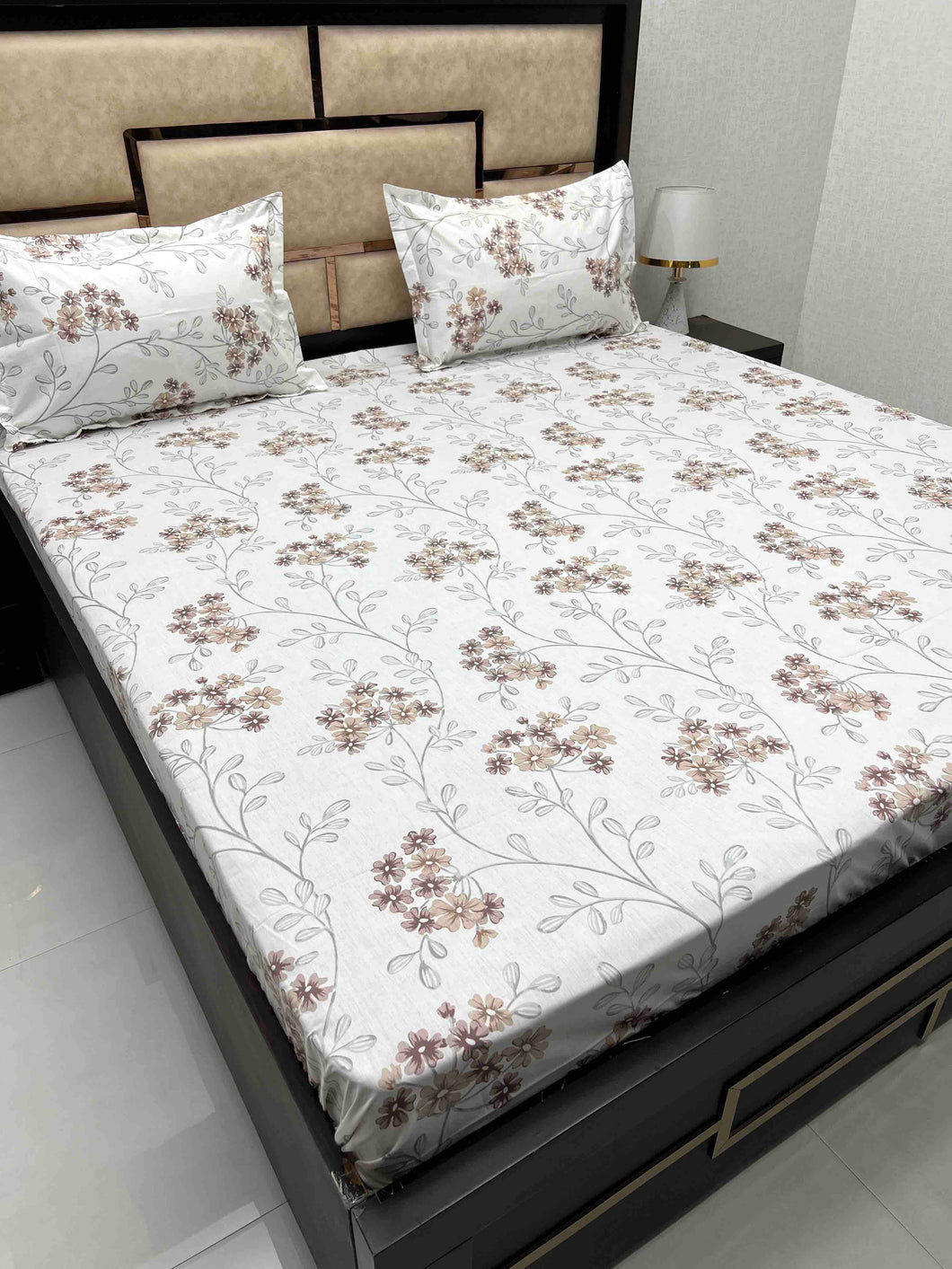 A-3866 - Pure Cotton 210 TC King Size Double Bedsheet (274X274) with Two Pillow Covers (50X76)