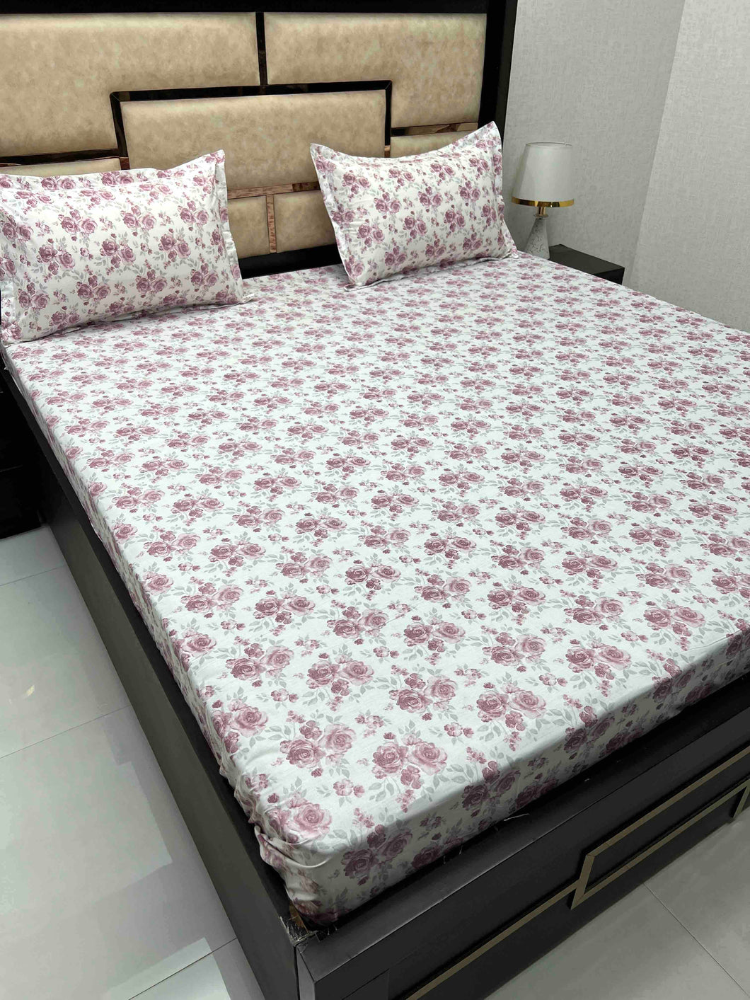 A-3869 - Pure Cotton 210 TC King Size Double Bedsheet (274X274) with Two Pillow Covers (50X76)