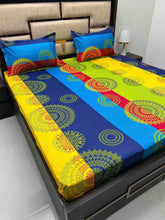 Load image into Gallery viewer, A-3872 - Pure Cotton 180 TC Queen Size Double Bedsheet (228X254) with Two Pillow Covers (43X68)
