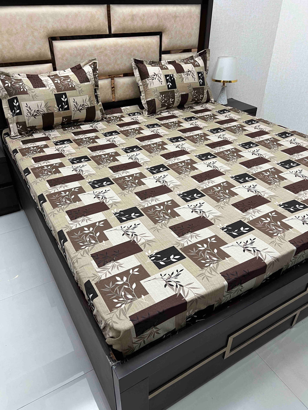 A-3880 - Pure Cotton 180 TC Queen Size Double Bedsheet (228X254) with Two Pillow Covers (43X68)