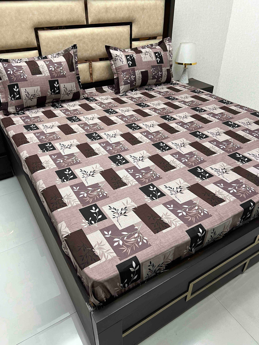 A-3882 - Pure Cotton 180 TC Queen Size Double Bedsheet (228X254) with Two Pillow Covers (43X68)