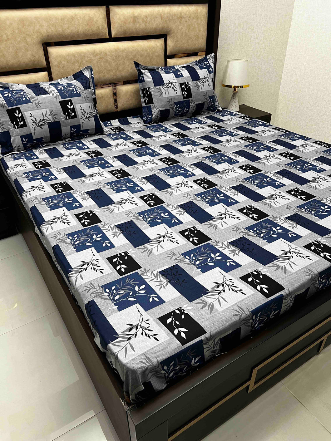 A-3883 - Pure Cotton 180 TC Queen Size Double Bedsheet (228X254) with Two Pillow Covers (43X68)