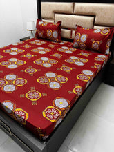 Load image into Gallery viewer, A-3886 - Pure Cotton 180 TC Queen Size Double Bedsheet (228X254) with Two Pillow Covers (43X68)
