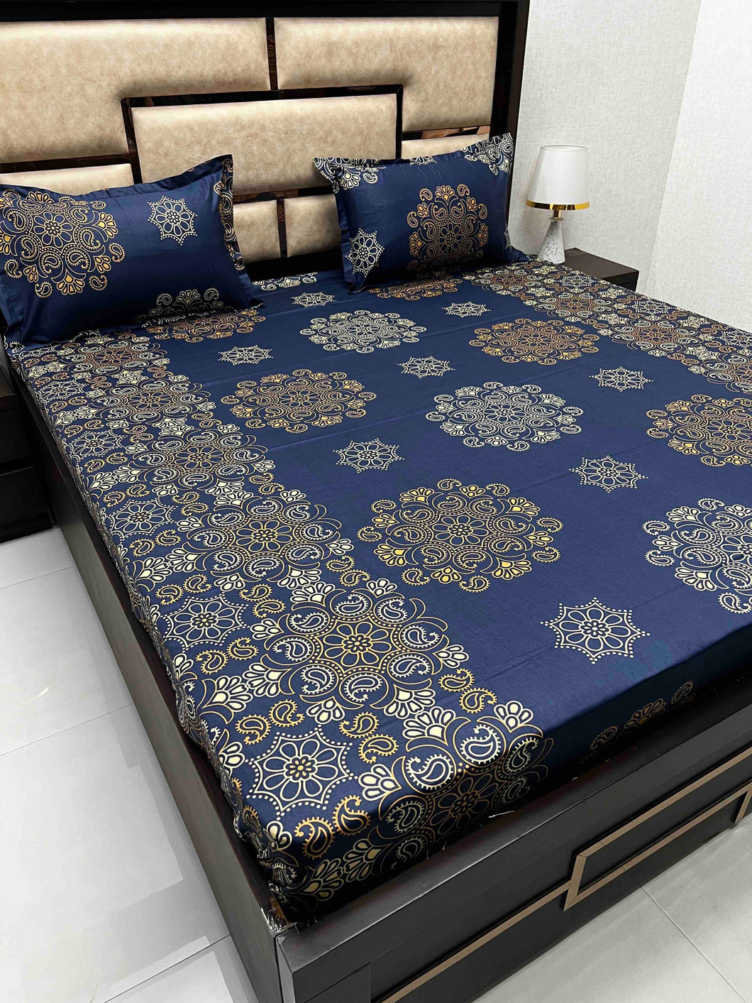 A-3889 - Pure Cotton 180 TC Queen Size Double Bedsheet (228X254) with Two Pillow Covers (43X68)