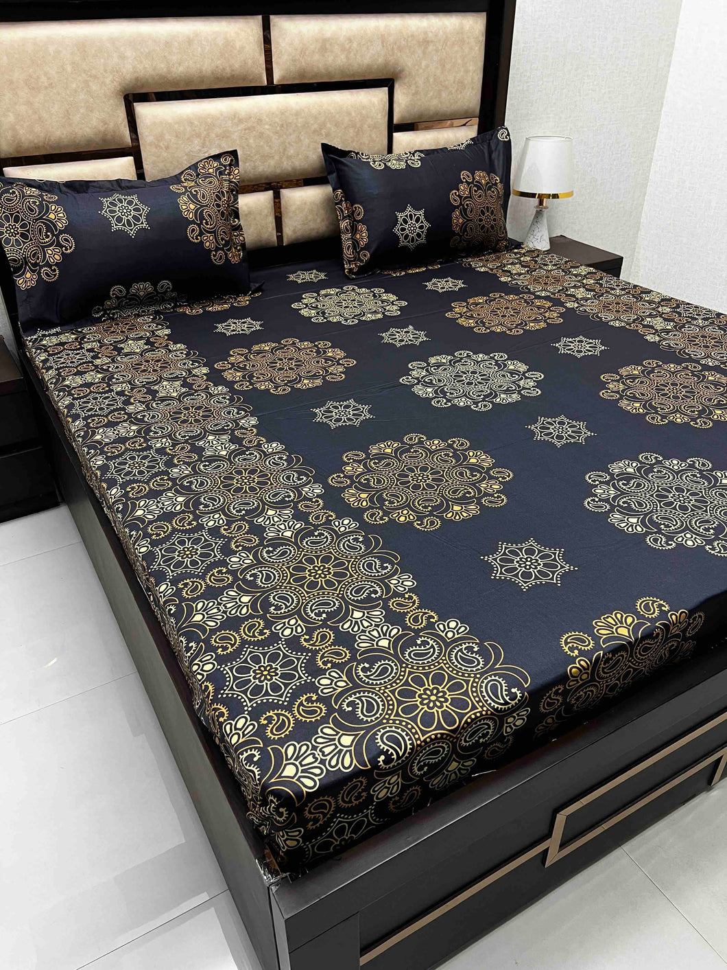 A-3891 - Pure Cotton 180 TC Queen Size Double Bedsheet (228X254) with Two Pillow Covers (43X68)