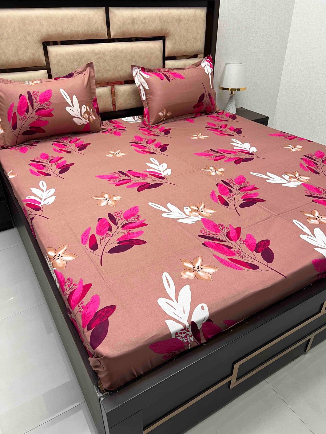 A-3894 - Pure Cotton 180 TC Queen Size Double Bedsheet (228X254) with Two Pillow Covers (43X68)