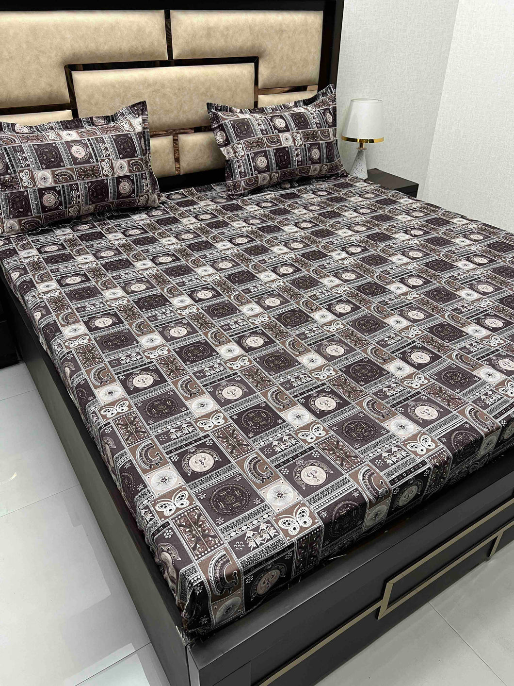 A-3896 - Pure Cotton 180 TC Queen Size Double Bedsheet (228X254) with Two Pillow Covers (43X68)
