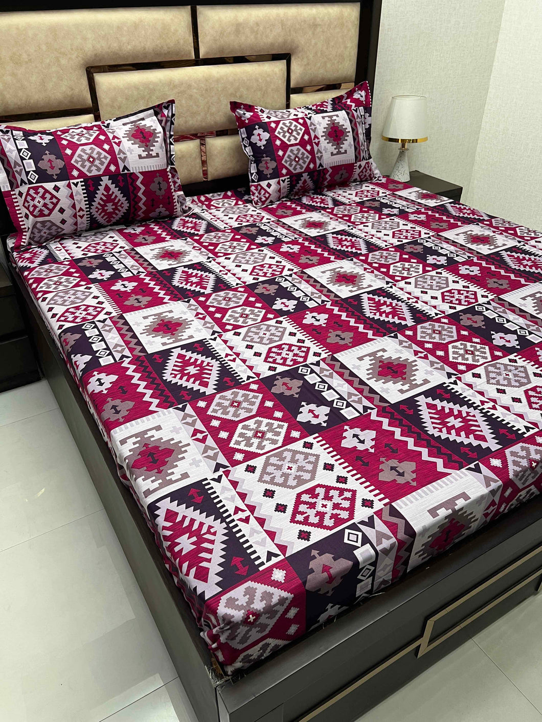A-3916 - Pure Cotton 180 TC King Size Double Bedsheet (274X274) with Two Pillow Covers (50X76)