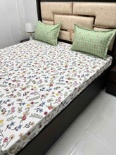 Load image into Gallery viewer, A-3400 - Poly Cotton 130 GSM King Size Fitted Bedsheet (183X193) with Two Pillow Covers (45X68)
