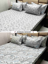 Load image into Gallery viewer, A-3338 - Pure Cotton 300 TC King Size Reversible Double Bedsheet (274X274) with Four Pillow Covers (50X76)
