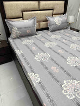 Load image into Gallery viewer, A-3542 - Pure Cotton 180 TC Queen Size Double Bedsheet (228X254) with Two Pillow Covers (43X68)

