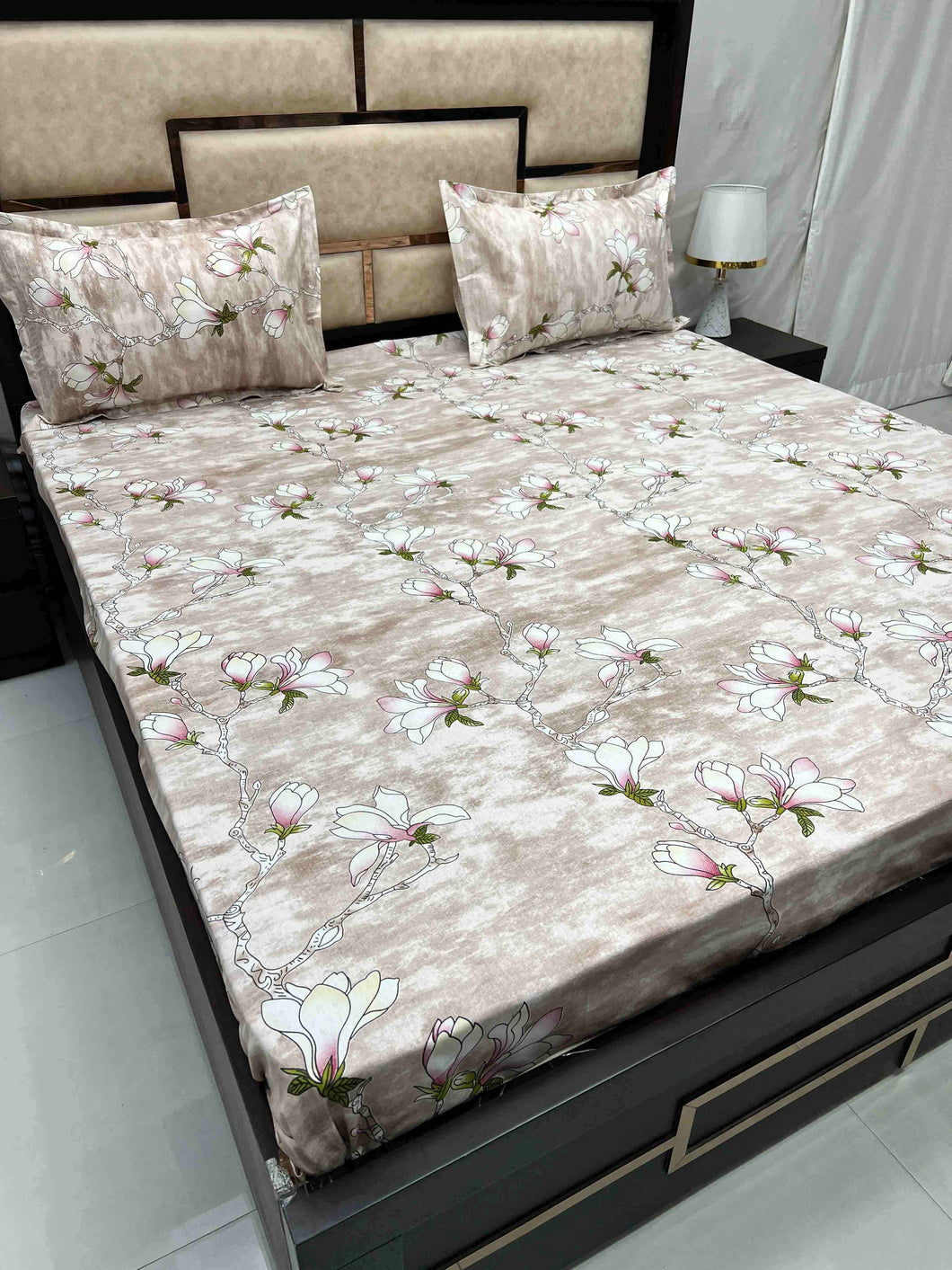 A-3555 - Pure Cotton 180 TC Queen Size Double Bedsheet (228X254) with Two Pillow Covers (43X68)